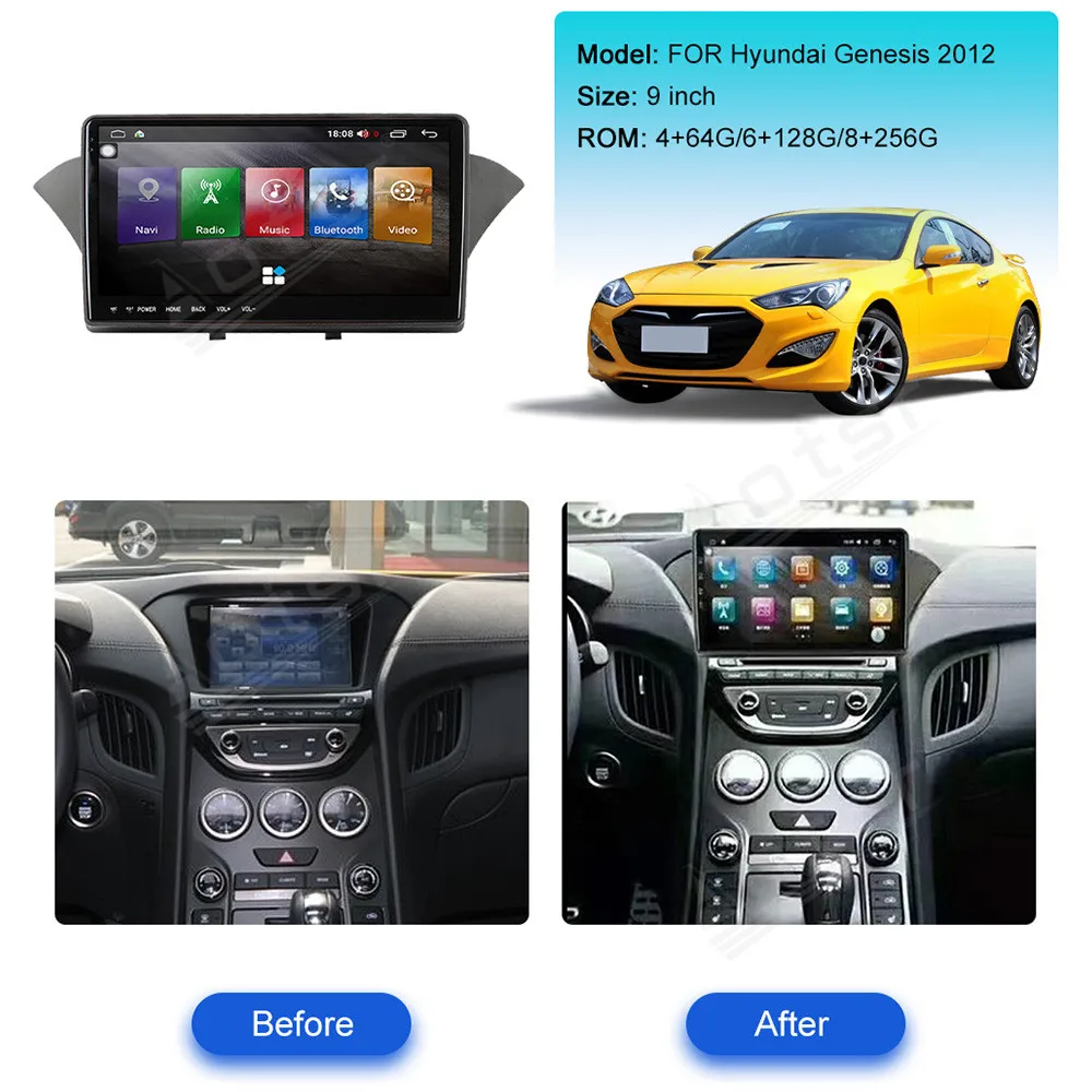 9'' 12+256GB For Hyundai Genesis 2012 2013 2014 -2016  Car accessories Carplay Multimedia Player GPS Auto Stereo Radio HeadUnit