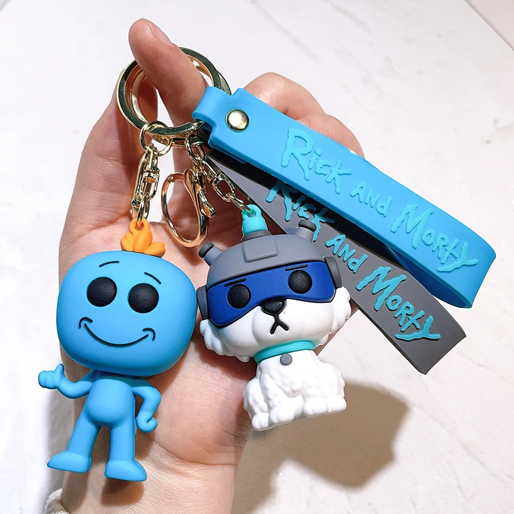 Anime Rick and Morti Keychain Cute Cartoon Figure Keyring Fashion Bag Pendent Car Key Accessories Jewelry Kids Toy Xmas Gifts