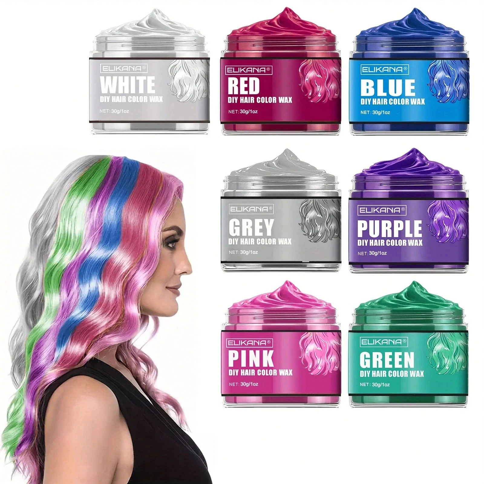 120g Hair Color Wax Temporary Hair Dye Wax Washable Hair Coloring Styling Pomade Cream for Men Women Unisex DIY Hairstyle Party Cosplay Strong Hold Easy Wash Out Hair Color Wax