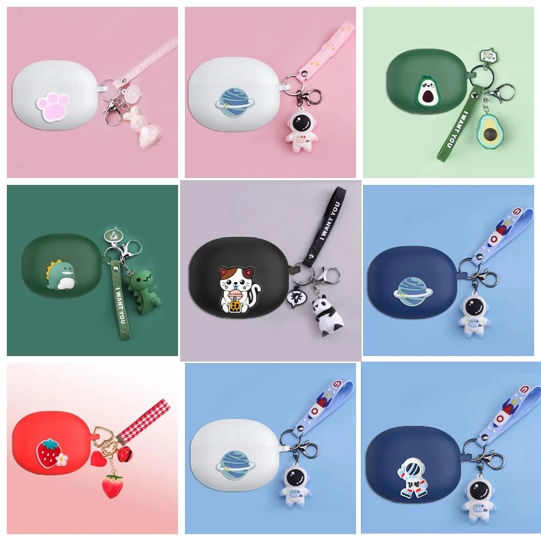 غطاء سماعات أذن كرتون سيليكون ، حقيبة لسكة الجُلد ، حيوان ، ديناصور ، لطيف ، أفوكادو ، غطاء هاتف