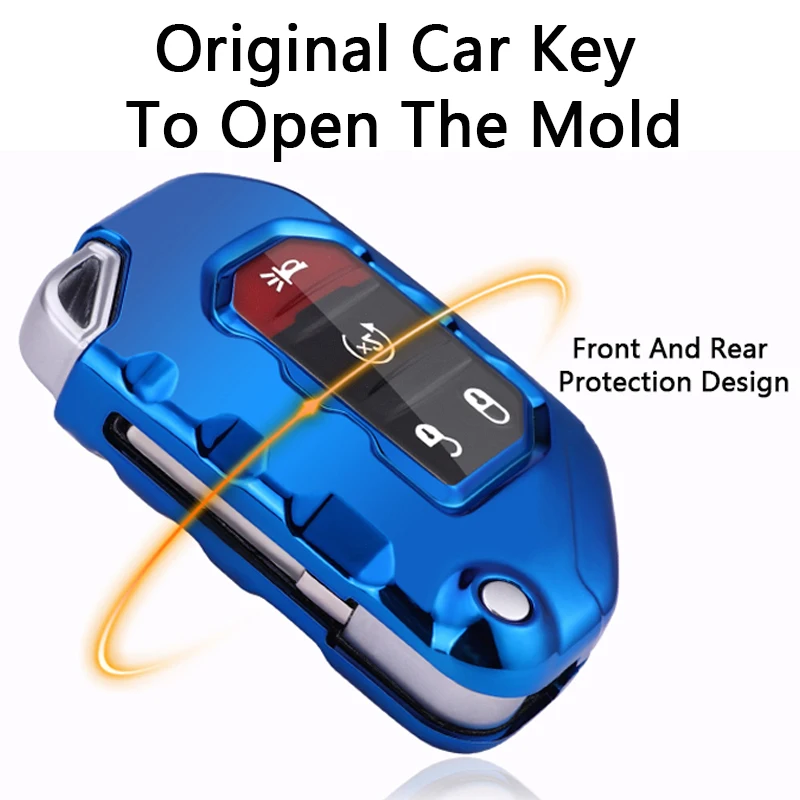 QHCP Car Key Case Cover Holder 2 3 pulsanti TPU Remote Key Shell Key Bag per Jeep Wrangler JL TJ Gladiator JT 2018-2021 accessorio