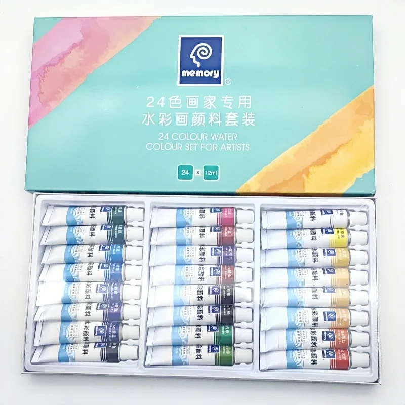 12/24 Colors Watercolor Paint Set, 5ml/12ml Art Supplies for Drawing & Graffiti, Portable Painting Box for Students & Beginners