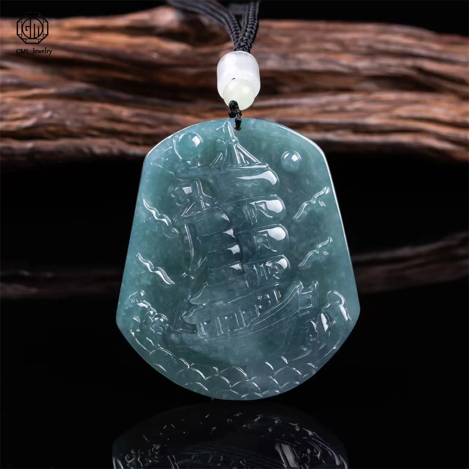 Natural Grade A Jadeite Beautiful Landscape High Ice Old Material Master Carved Pendant Unisex Gemstone Necklace Jewelry Gift