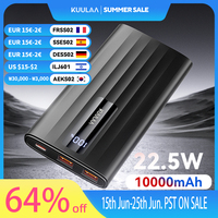 KUULAA Power Bank 10000mAh 22.5W PD Fast Charging Portable Charger External Battery For iPhone 15 14 13 Samsung Huawei Powerbank