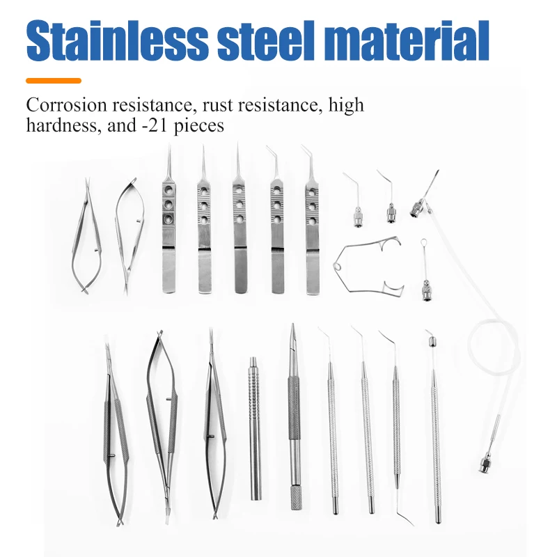 21 قطعة/مجموعة من أدوات جراحية لامتناع العيون من الفولاذ المقاوم للصدأ وسبائك التيتانيوم أدوات جراحية دقيقة للعيون #3