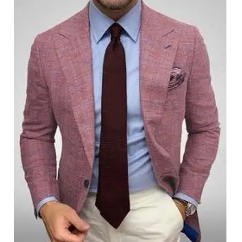 

Men's Plaid Lapel Long Sve Suit Jaet Casual Youthful Sle Double Slit Regular Fit Traditional Button up Autumn Faion