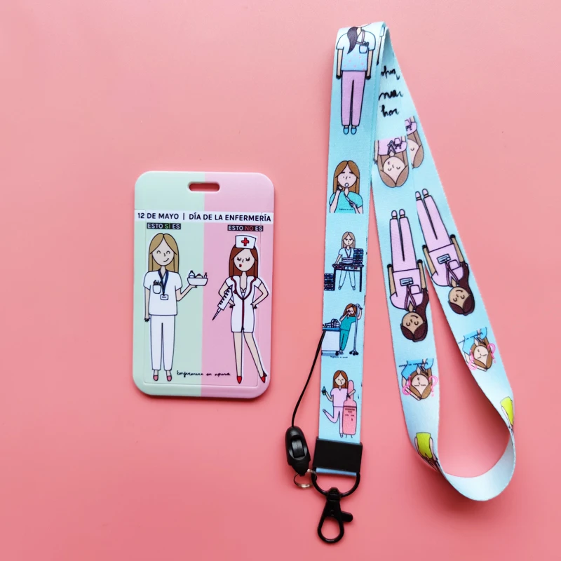 Neue Kreative Arzt Krankenschwester Lanyards ID Abzeichen Halter Frauen Karte Halter Hängen Seil Mädchen Lanyard Karte Fall Versenkbare Clip – Detail 22