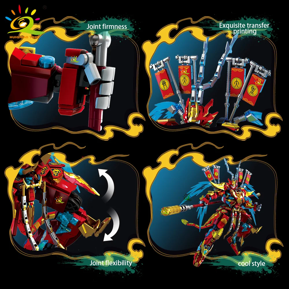 HUIQIBAO Myth Wukong Mech Model Building Blocks DIY Man Armor Robot Set Decorative Ornaments Bricks Toys for Adult Gift view 5