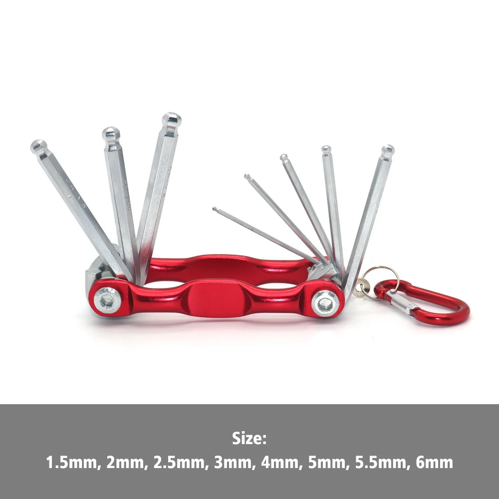 Vaylas Folding Hex Wrench Ball Head Metric Allen Wrench set Hexagonal Screwdriver Hex Key Wrenches Allen Keys Hand Tool Portable