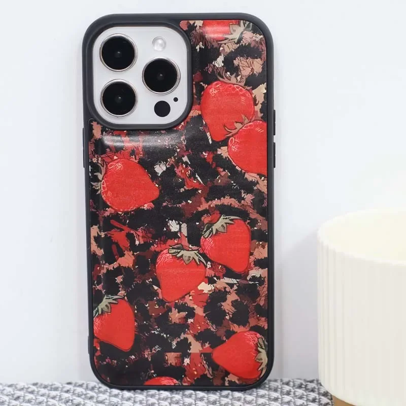 3D Strawberry Leopard Print Phone Case for IPhone 15/14/13/12/11 Plus/Pro/Pro Max Series, iphone 11 case  ,phone case