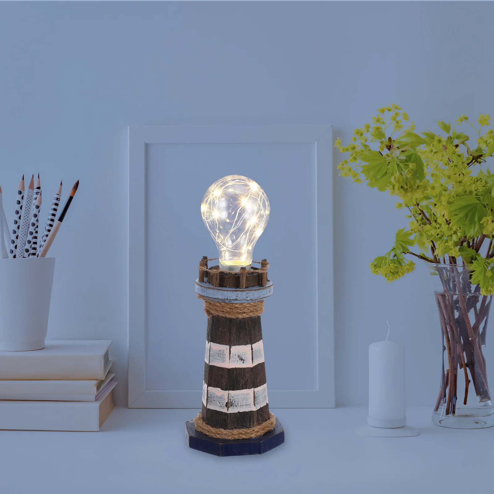 

Led Lighthouse Desktop Light Mediterranean Style Retro Warm For Home Office Nightstand Nautical Theme Indoor