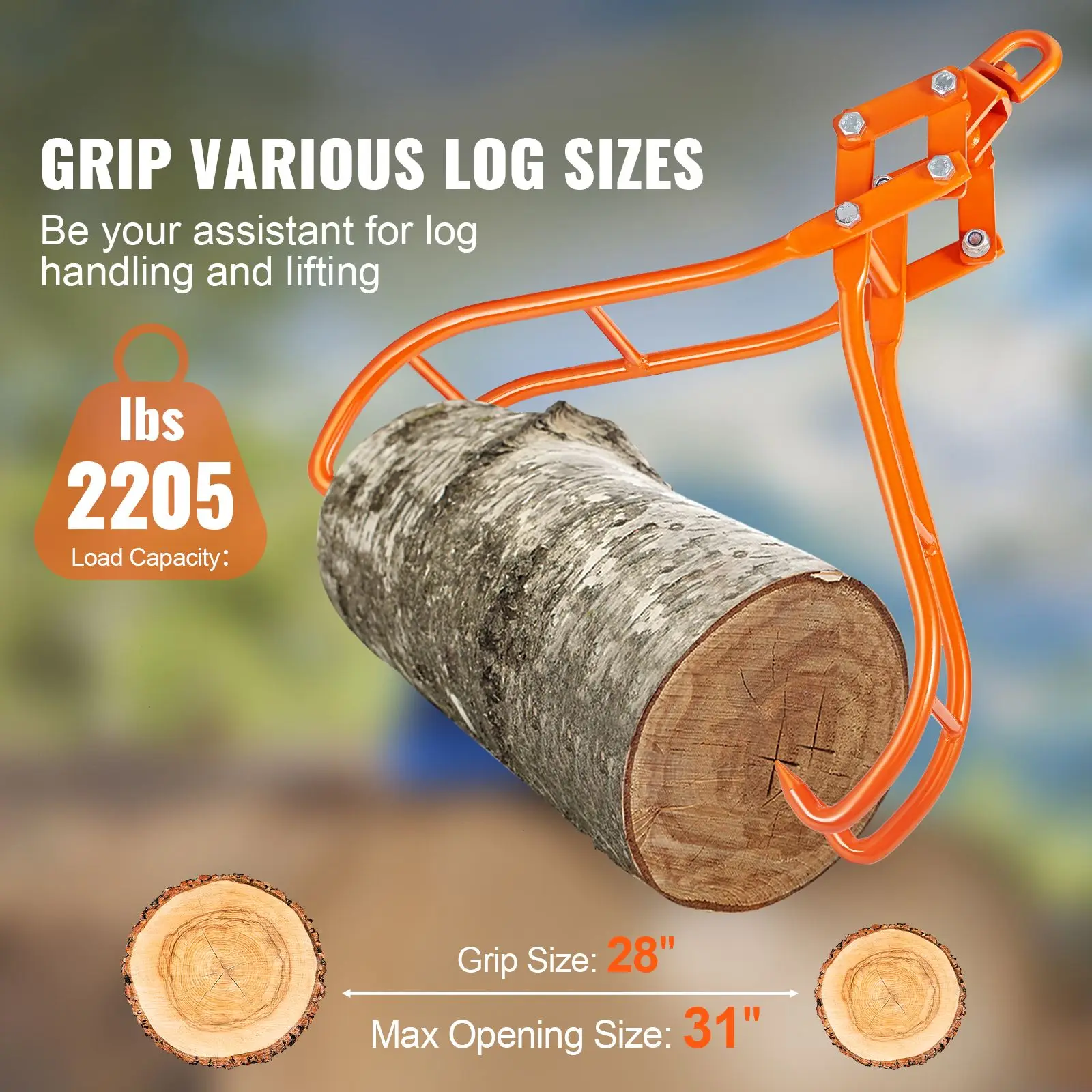 Timber Claw Hook, 28 inch 4 Claw Log Grapple for Logging Tongs, Swivel Steel Log Lifting Tongs, Eagle Claws Design with 2205 lbs