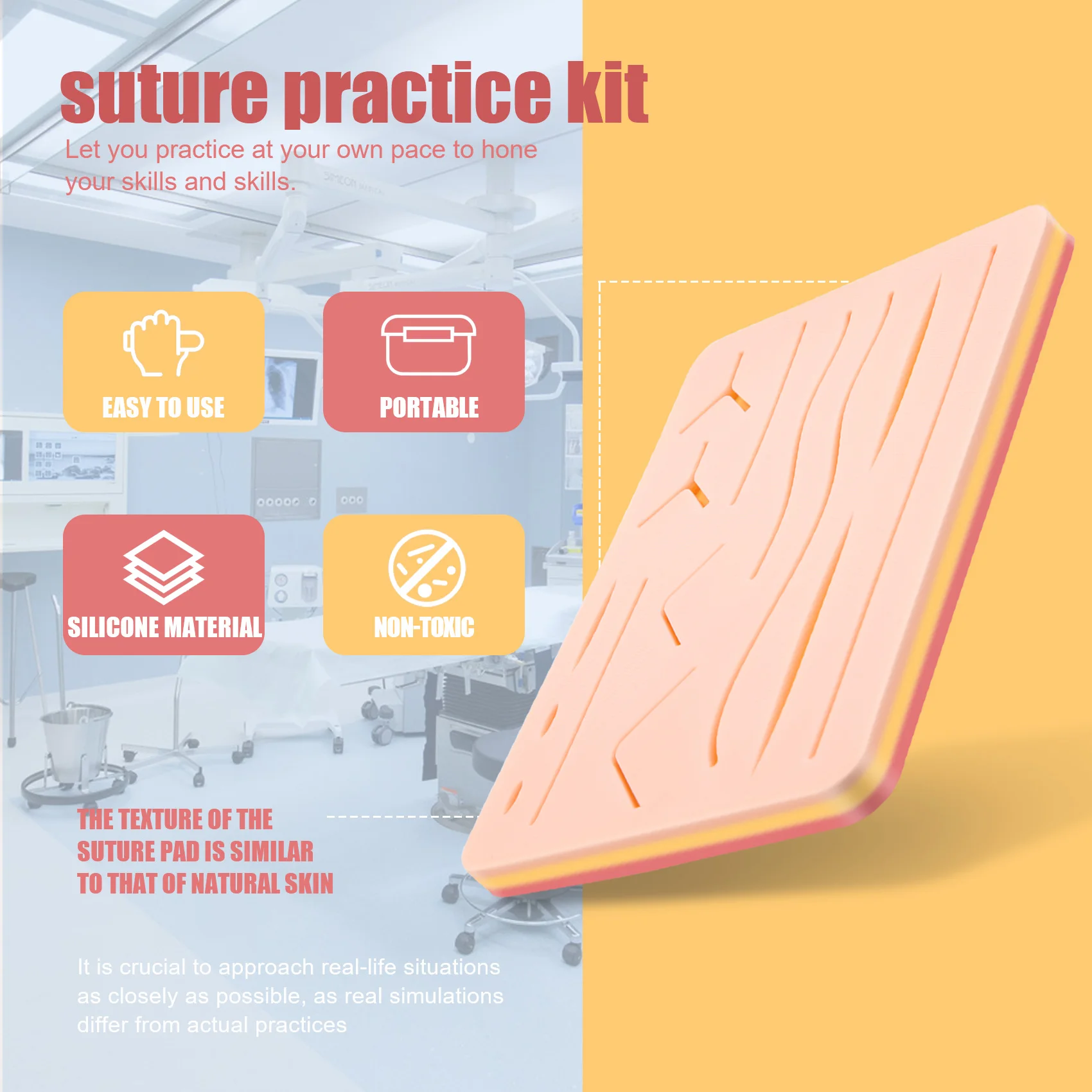 AED6-Upgraded Large 3-Layer Suture Pad With Wounds For Practicing Suturing - Not Easily Separate, Tear Or Rip