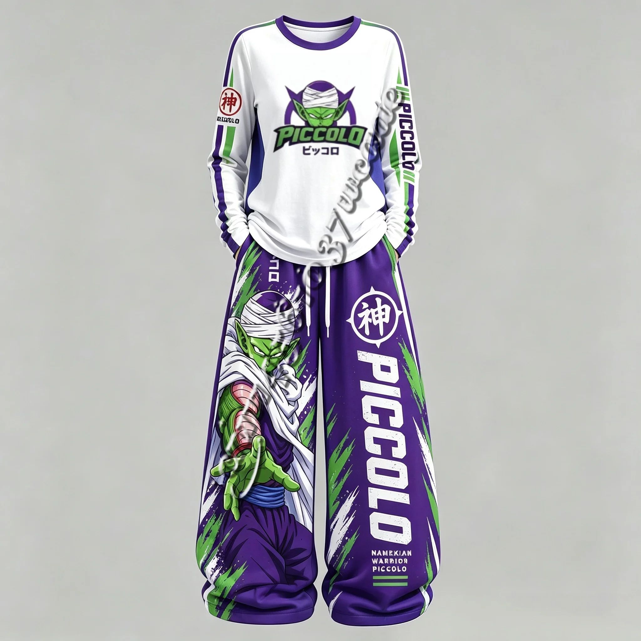 Unisex Frühling Herbst Streetwear Dragon Ball Anime Print Langarm T-Shirt und Weite Hose Trainingsanzug Familien-Set – Detail 7