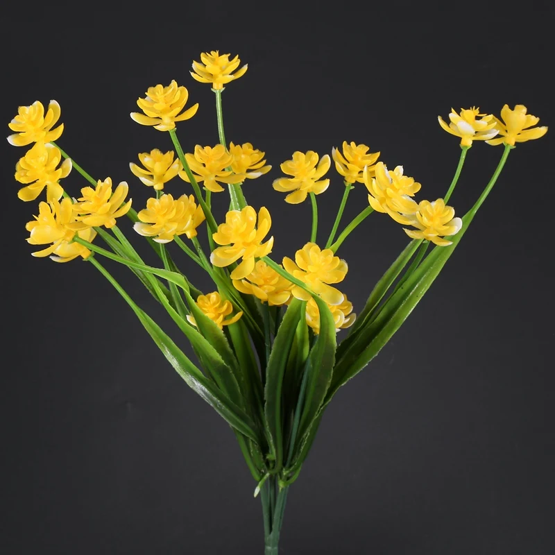 8Pcs Artificial Flowers Outdoor Uv Resistant Plants, 8 Branches Faux Plastic Greenery Shrubs Plants Indoor Outside Hanging Plant