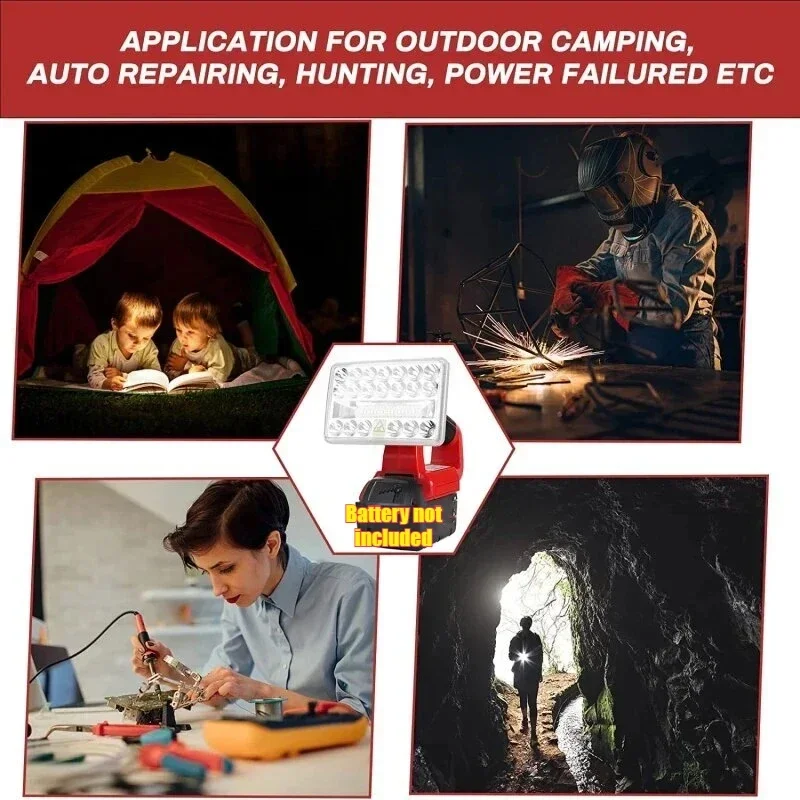 【Fast Delivery】3 Inches For Milwaukee 18V Li-ion Battery LED Work Light Portable Flashlight Emergency Flood Lamp Handheld Campin