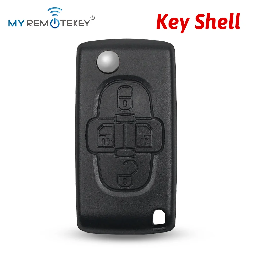 

MYREMOTEKEY CE0523/CE0536 Откидной ключ, 4 кнопки, лезвие VA2 для Peugeot 1007 Citroen C8