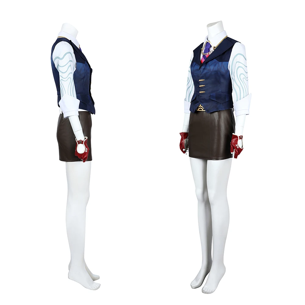 Game Valorant Cosplay Costume Female Chamber Roleplay Uniform Vest Shirt Skirt Outfit Fullset Woman Halloween Party Dress Suit