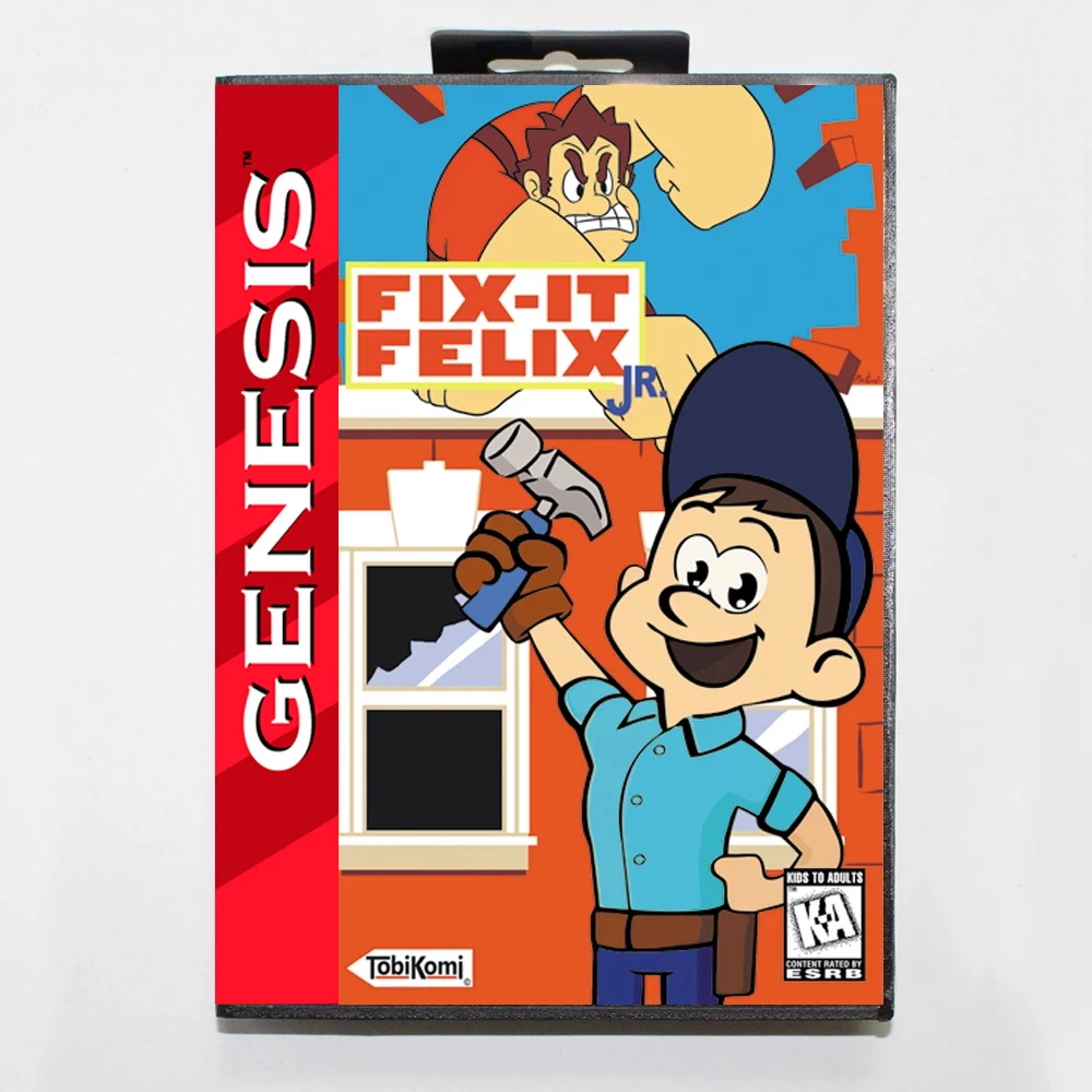 Fix It Felix Jr MD Game Cartridge with USA Box for 16 Bit Sega Megadrive Genesis System