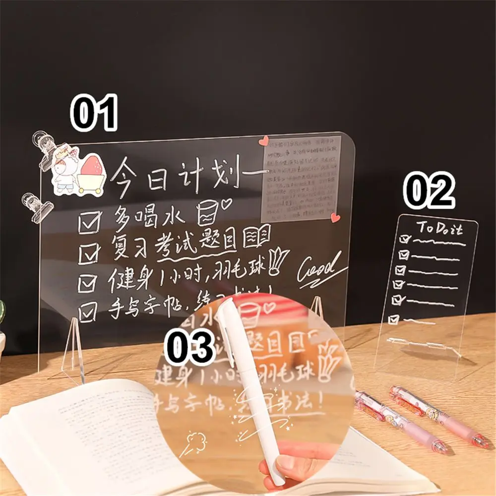 Desktop Erasable acrílico Message Board, Whiteboard caneta, escrevendo nota