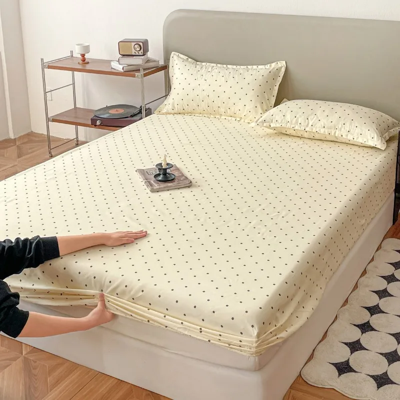 New striped plaid printed fitted sheet fully enclosed fitted sheet three-piece set household machine washable
