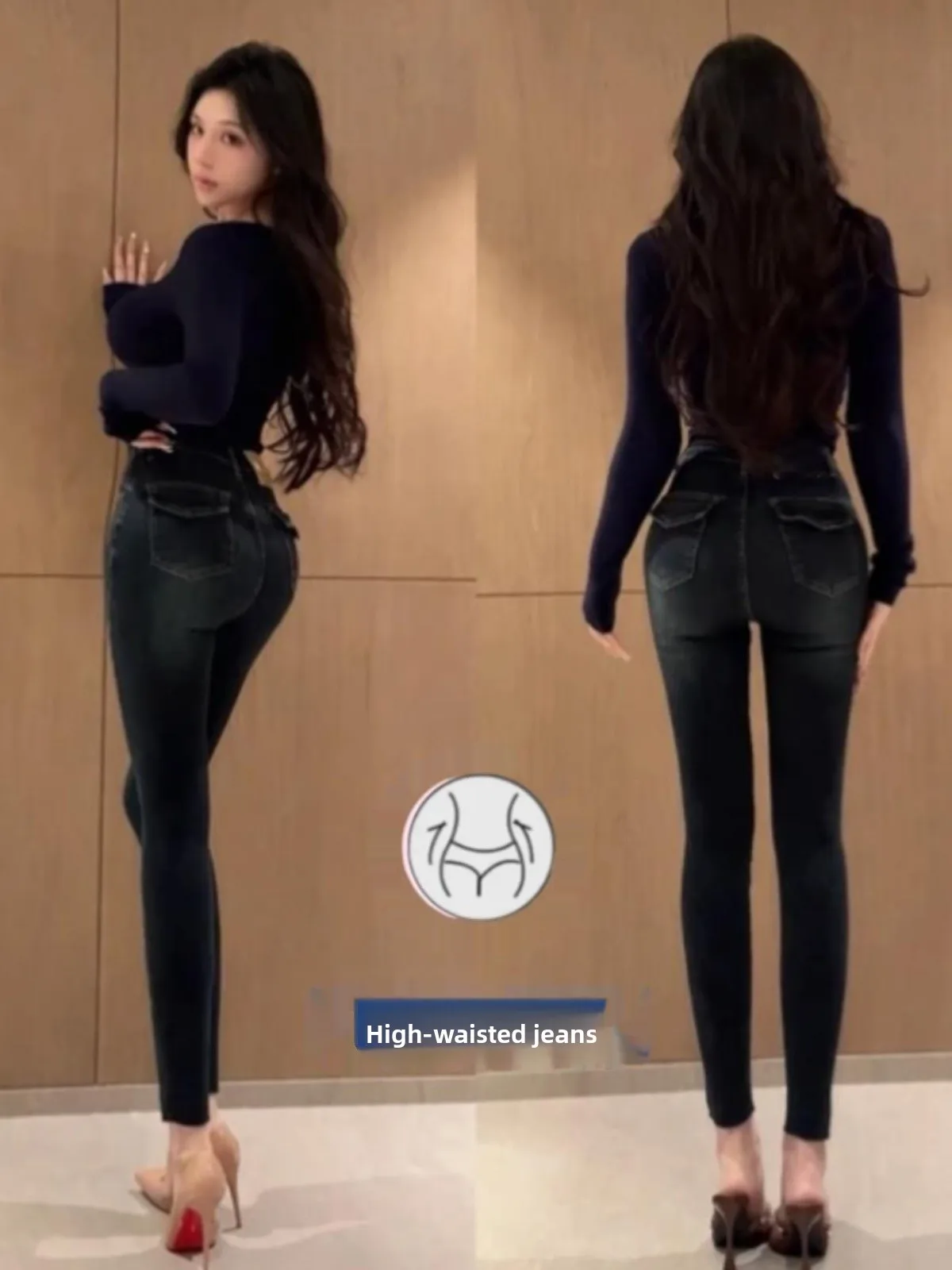 

Осенне-зимние джинсы-карандаш с флисовой подкладкой, облегающие, с эффектом утяжки живота, с высокой талией, зауженные к низу