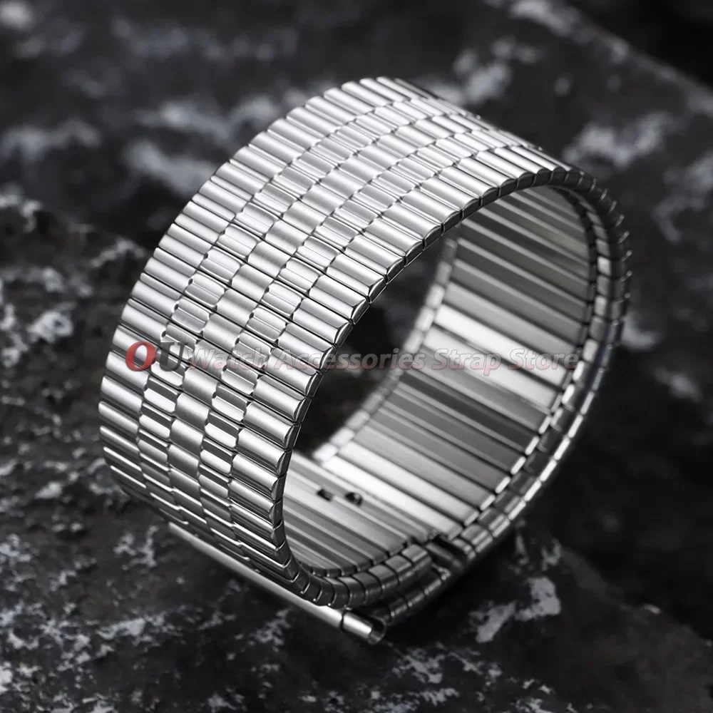 12mm 14mm 16mm 18mm 20mm 22mm Edelstahl Elastisches Uhrenarmband für Seiko Herren Damen Armband Silber Gold Metall Dehnbare Armbänder – Detail 11
