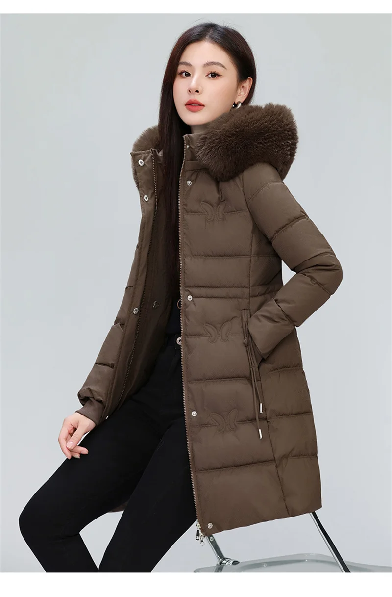 Women's Winter Parka Coat Hooded Korean Version Lady Down Cotton Jacket Warm Temperament Ladies Cotton Padded Outerwear