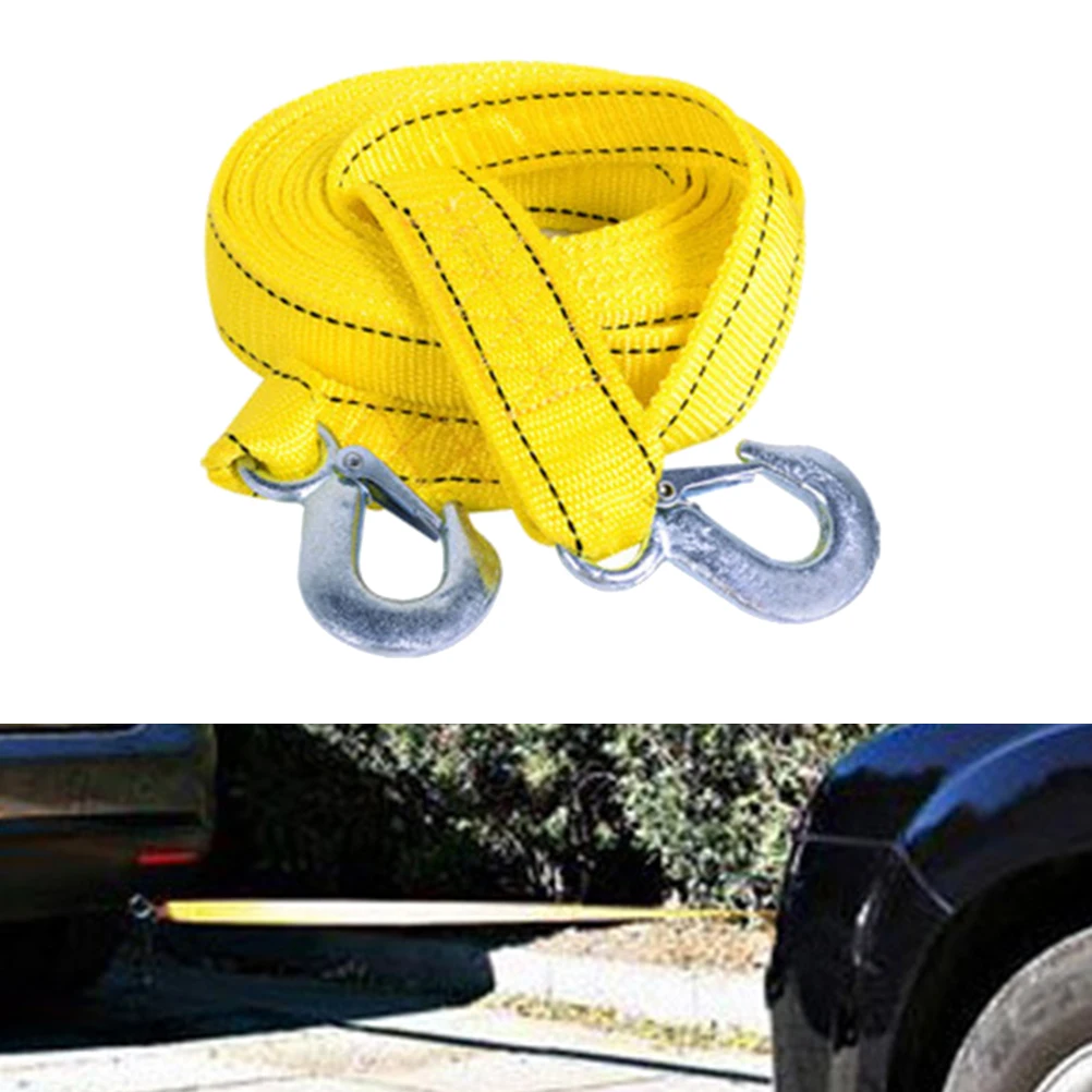 

4 Meters Car Trailer Rope Nylon Durable Fluorescence Night Safety Heavy Duty Winch Rope Forged Hook Nylon Car Trailer