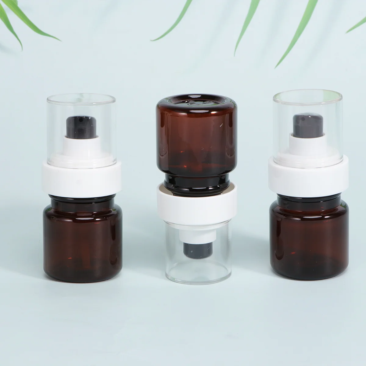 

3Pcs Empty Pump Bottles Brown Sunlight Block Containers Portable for Travel Essential Oil Nail Perfume Use