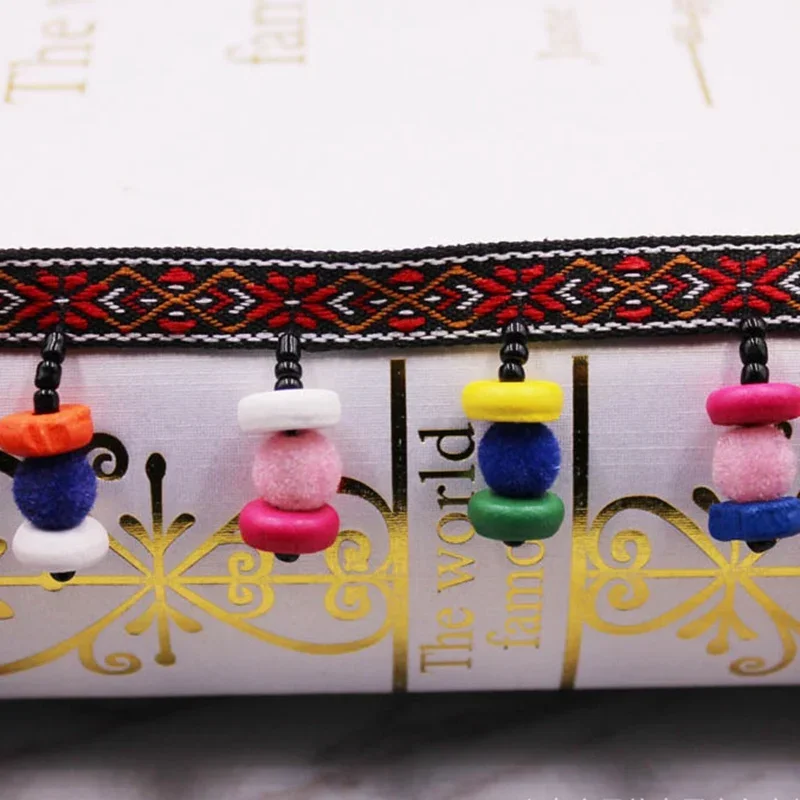 1 Yard/Los Ethnische Quasten-Stickerei-Spitzenborte für Schmuck, DIY-Quasten, Nähzubehör für Kleidung, Stoff-Spitzenband – Detail 4