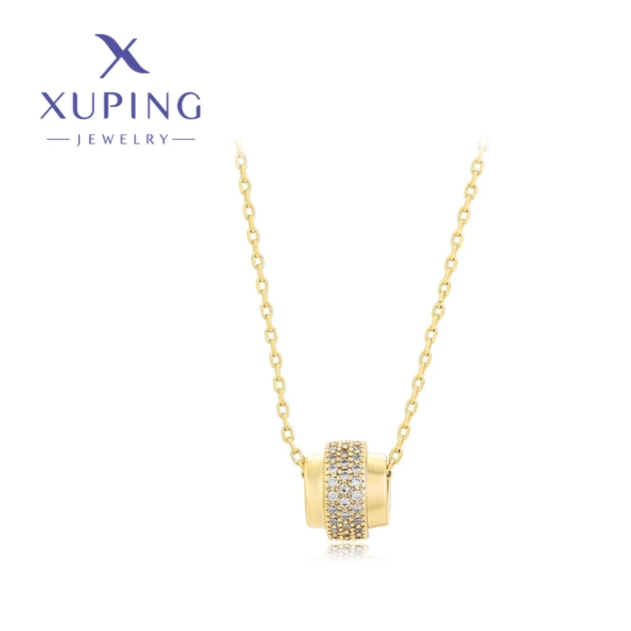 Xuping Jewelry New High Quality Fashion Round Shape Light Gold Color Pendant Necklace for Women Christmas Party Gifts X000772354