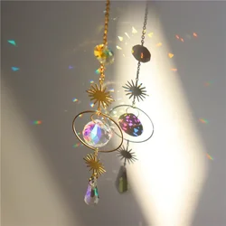 Home Decor Moon Star Crystal Sun Catcher Garden Light Collection Ornaments Hanging Prism Pendant Garden Pendant Decoration Craft
