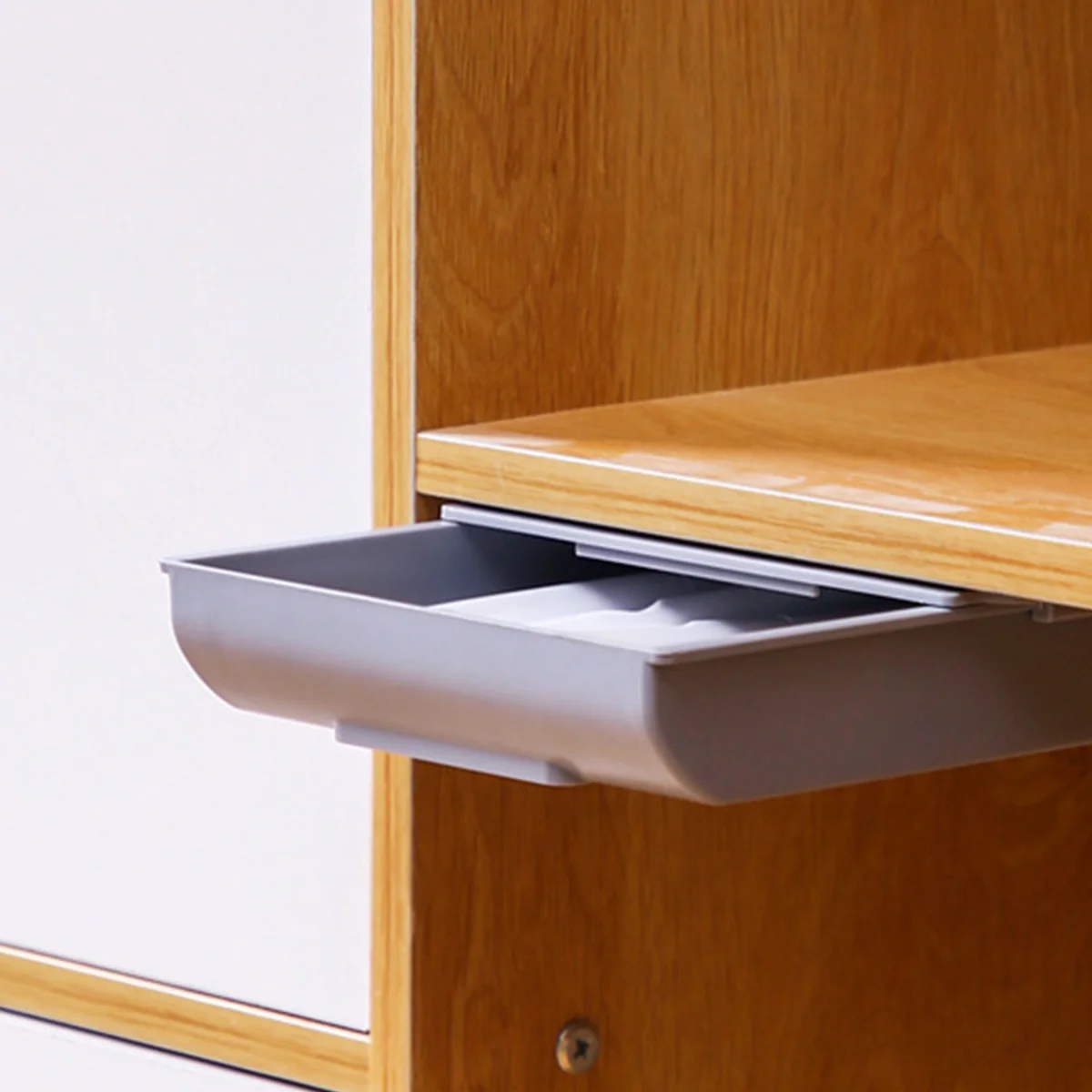 

2Pcs Plastic Storage Box Hidden Storage Drawer Under Desk Organizer for Stationery Cutlery Makeup Self-Adhesive Table Bottom