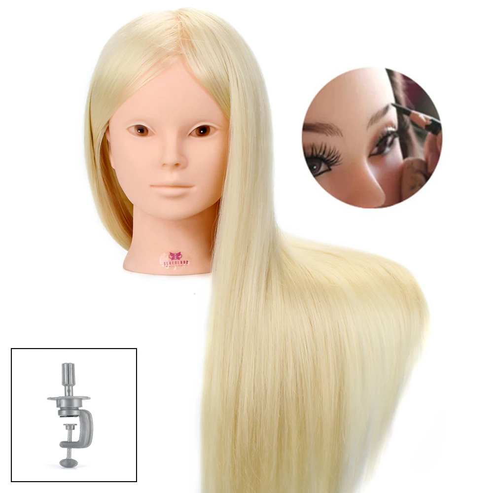 Neverland 50% Real Human Hair Mannequin Head For Makeup Hairstyles Professional Practice Dummy Doll Heads With White Blonde Hair