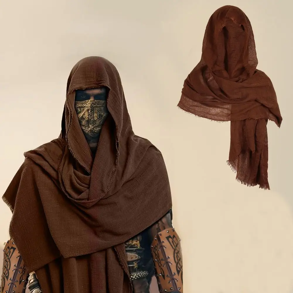 High Quality Black/Brown Men's Medieval Pirate Retro Hood Lightweight Unisex Vintage Pirate Scarf Wrap Cloak