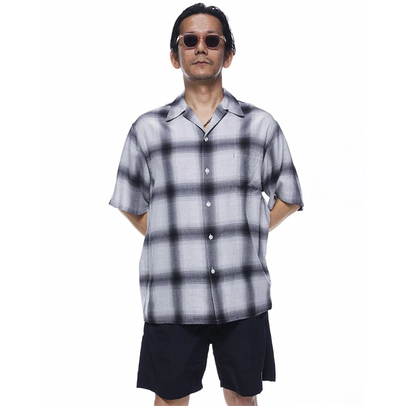 

Summer New Hawaii Beach Shirts Classics Plaid Pattern Lattice Printing Men Woman Casual Loose T-shirt