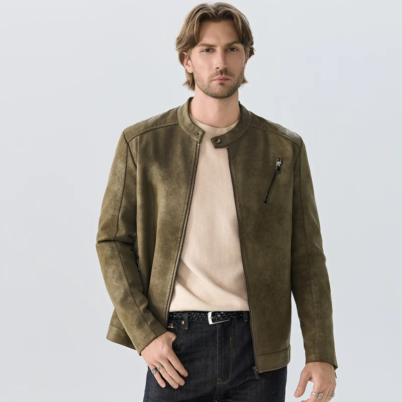

Lightweight American Style Retro Leather Jacket High-end Feel Retro Trendy Handsome Men's Motorcycle Jacket