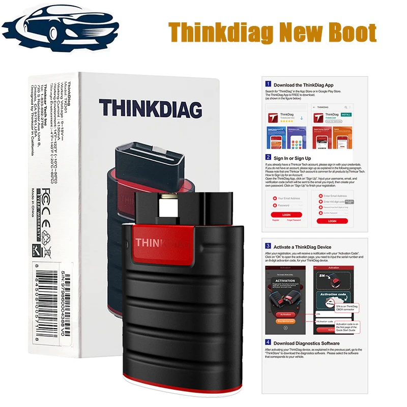 Original THINKCAR thinkdiag new version 2023 with All Software 1 Year Free 15 kind of Resets Function ECU CodingActive Test