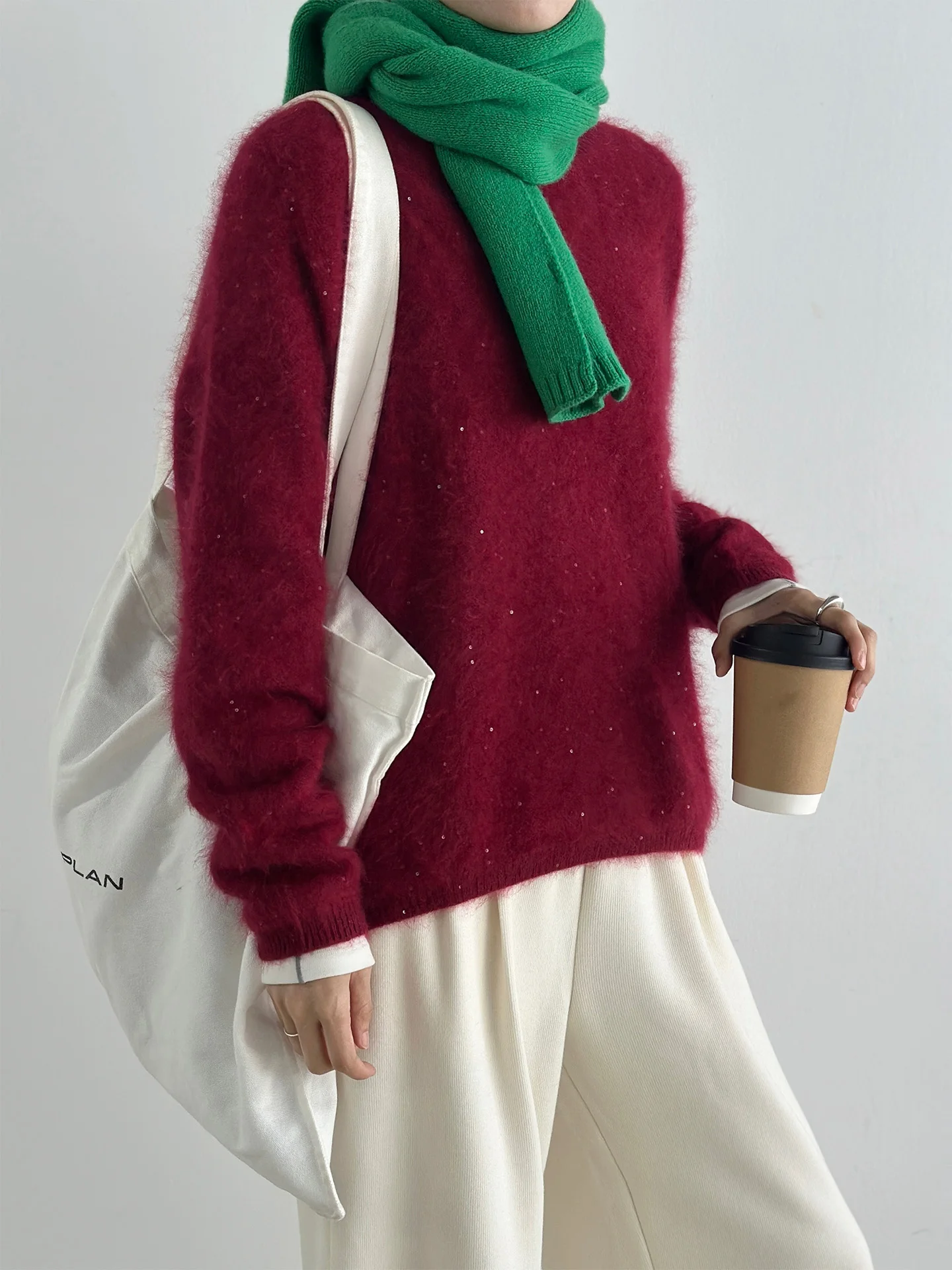 

iny Camere Cisas New Year round Ne Sweater Overhead Women's Casual Loose Fit Long Sve ort Length Color