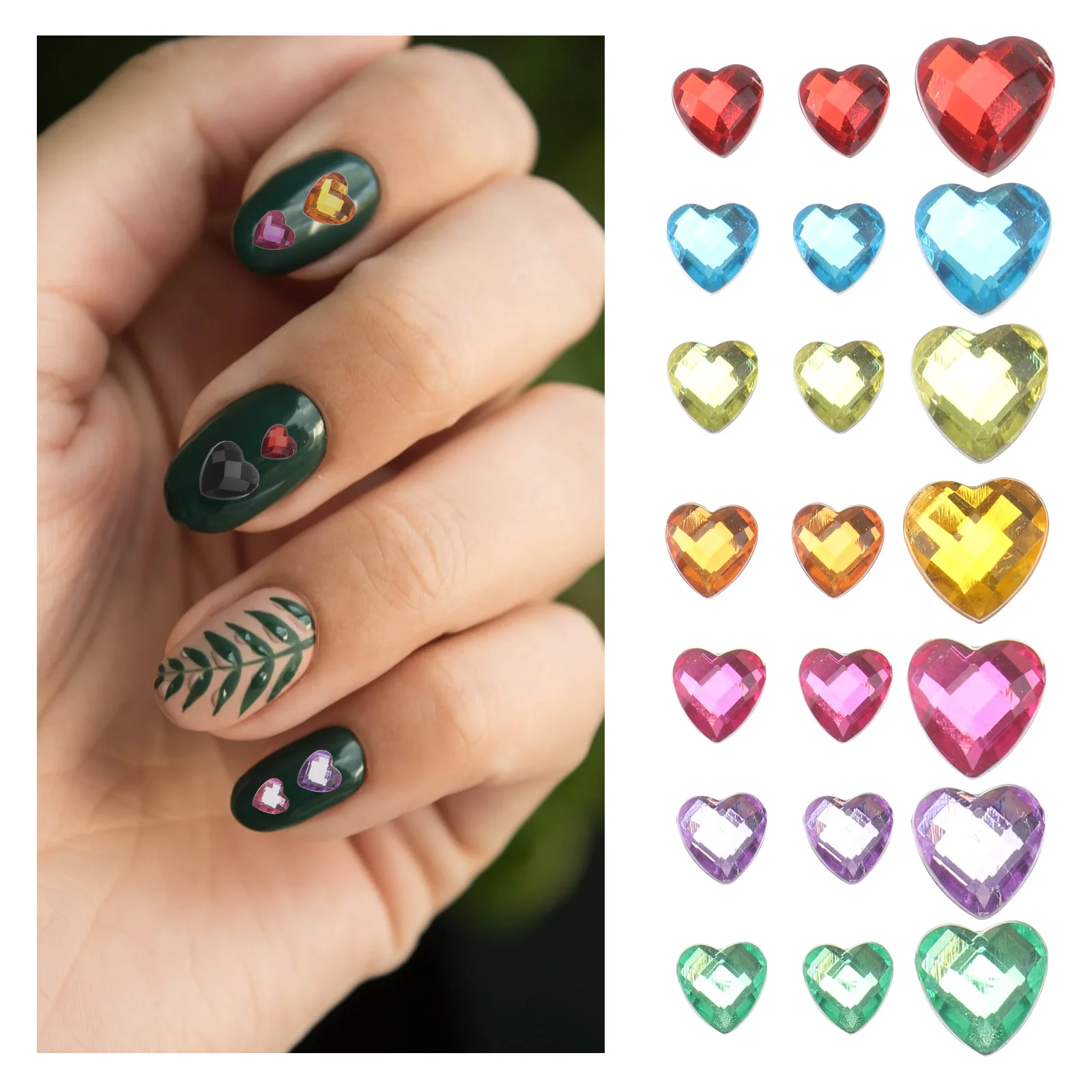 1 set 1 Set Heart Shaped Rhinestones Diy Nail Art Decor Manicure Accessories For Home Use Nail Art Supplies Decorations