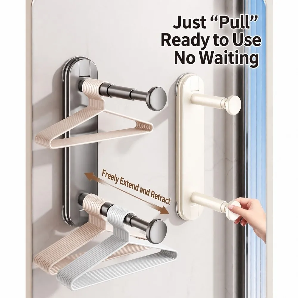Suction Cup Hanger Organizer Stacker Double Layer Telescopic Clothes Hanger Storage Non Marking Space Saving