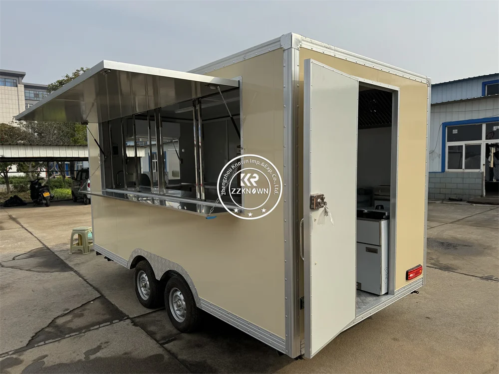 Hamburgertruck Mobiele barbecue-ijskar Mobiele keuken Voedselaanhangwagen Volledig uitgeruste Amerikaanse standaard mobiele fastfoodwagen