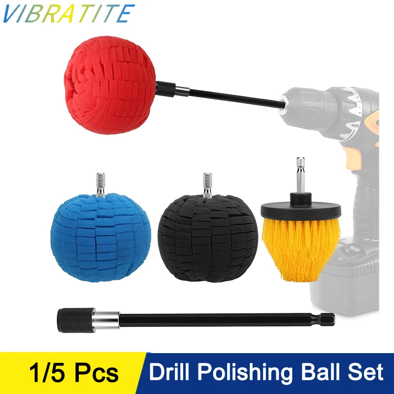 

1/5 шт. Набор шариков для полировки колес автомобиля, набор губок для полировки колес с длинной удлинительной стойкой для полировки обода автомобиля и металлической поверхности