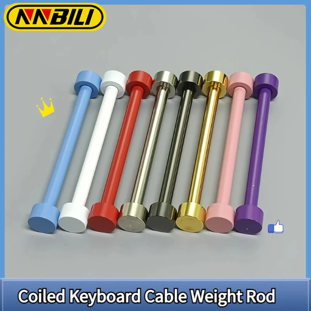 NNBILI New 15cm Stainless steel Custom Coiled Keyboard Cable Protection Rod Keyboard Cable Weight Rod Reel Stick Cable Organizer