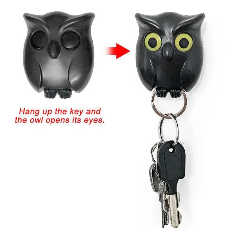 1PC Owl Night Wall Magnetic Key Holder Magnets Hold Keychain Key Hanger Hook Hanging Key Will Open Eyes Bunny Bear Cartoon Decor view 3