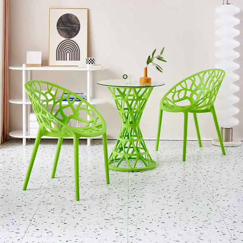 

Simple and modern Nordic backrest home dining chair adult balcony outdoor leisure courtyard negotiation one table and two chairs