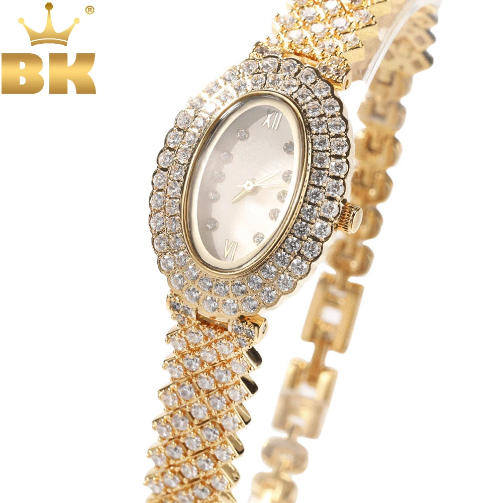 

TBTK Luxury Women's Watch Iced Out Cubic Zirconia Classic Quartz Clock Waterproof Elegant Female Wrist Watch