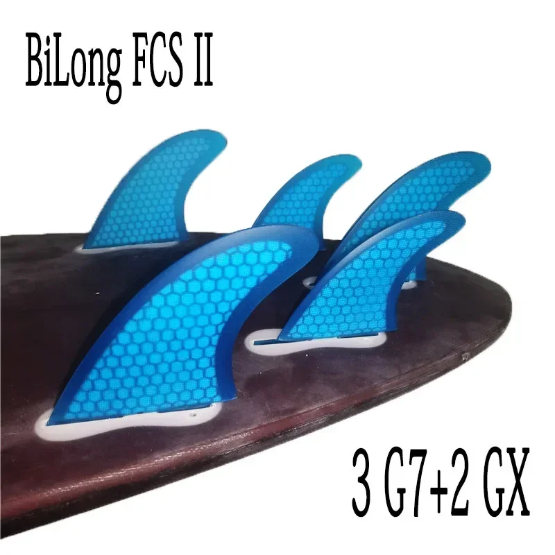 BiLong FCS II Fin Box New Surfboard Fins Five Fin 3G7+2GX 5 PCS A Set Fiberglass Performance Core  Surf Fin Quilhas