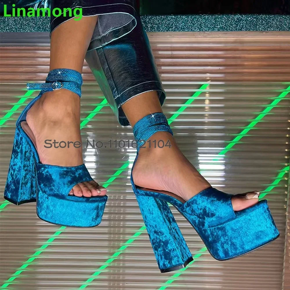 

Женские босоножки на платформе с квадратным каблуком, замшевая ткань, летние пикантные элегантные однотонные туфли с круглым носком спереди и сзади